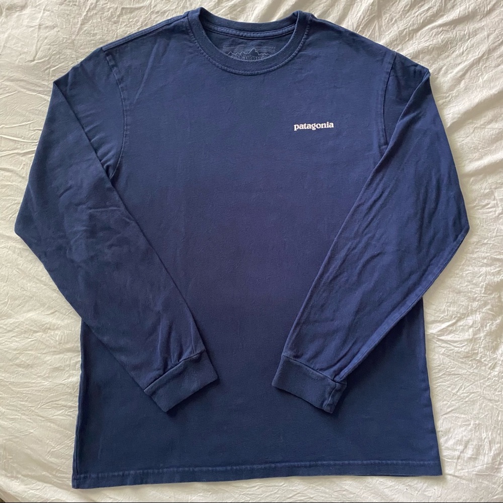 Patagonia Logo Long Sleeve Navy Tee